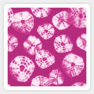 Shibori Kumo tie dye white dots over pink fuchsia Sticker